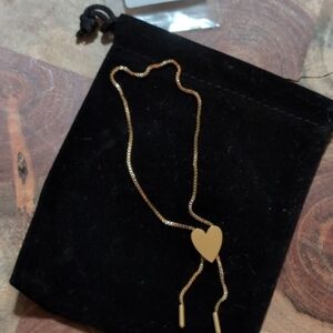 Adornia 14 karat Gold Plated 2 Sided Heart Boho Bracelet + Dust Bag Nwt ❤️
